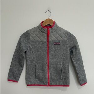 Girls‎ Vineyard Vines Gray and Pink Full Zip Jacket Size Small 7-8